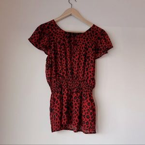 Red Leopard Print Blouse